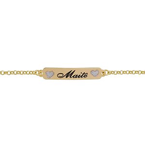 Pulseira Infantil Baby Coração Ródio Personalizado Nome • Banhado a Ouro ou Prata
