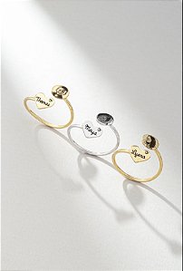 Anel Personalizado com Foto e Nome em Coração Banhado a Ouro 18k