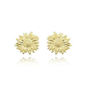 Brinco Girassol Orgânico • Banhado a Ouro 18k