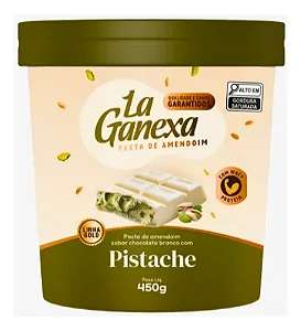 Pasta de Amendoim La Ganexa com Whey Protein Zero Açúcar Pote 450g Sabor Chocolate Branco e Pistache