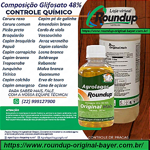 Glifosato Roundup Fracionado 200 ml - Composição Glifosato 48% Veneno Mata Mato Herbicida