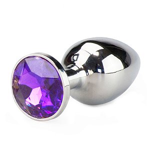 Plug anal de luxo em metal, com formato cônico, feito em alumínio fundido e polido a mão - tamanho M - VIPMIX-Roxo
