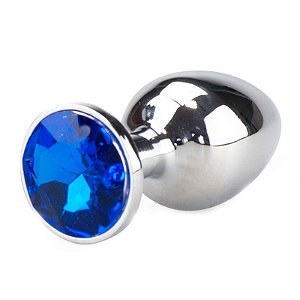Plug anal de luxo em metal, com formato cônico, feito em alumínio fundido e polido a mão - tamanho M - VIPMIX-Azul Escuro