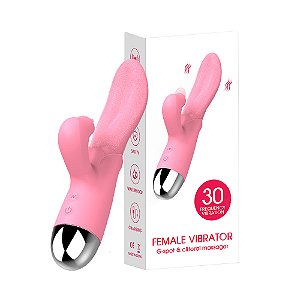 Vibrador Rabbit Ponto G em formato de língua com 30 Modos de Vibração - VIPMIX-ROSA