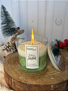 Vela aromática Feliz Natal com pinheirinhos