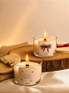 Vela aromática com tampa de madeira Natal