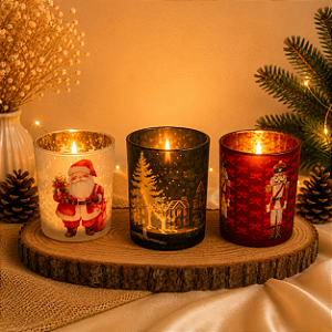 Porta Velas Vidro Natal
