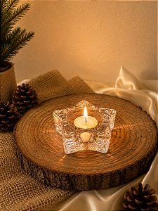 Porta Velas Estrela Vidro