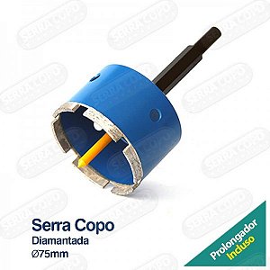 Serra Copo Diamantada 75mm (Prolongador incluso "Mandril")