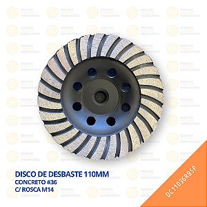 Disco de Desbaste - 110mm - Concreto - #36 - c/rosca M14 - BSP