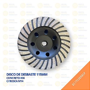Disco de Desbaste - 115mm - Concreto - #36 - c/rosca M14 - BSP