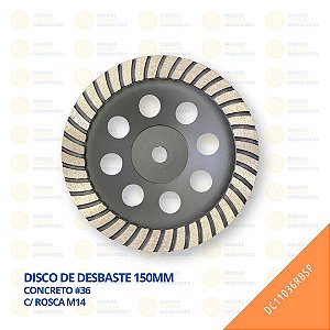 Disco de Desbaste - 150mm - Concreto - #36 - c/rosca M14 - BSP