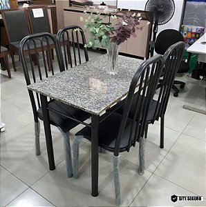 Conjunto Mesa Fortaleza 1,00x0,60 Com 4 Cadeiras de aço Monte Carlo