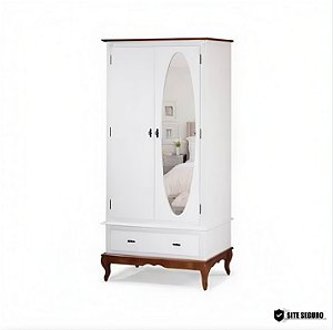 Guarda Roupa Linz 2 Portas 1 Gaveta C/ Espelho - 60406E 1,00m