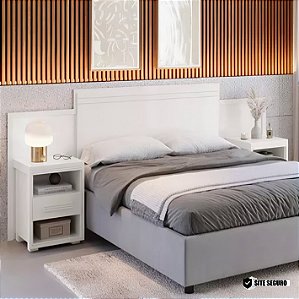 Cabeceira Dinamarca 100% MDF Com 2 Criados Branco Barreto Lonçarcci
