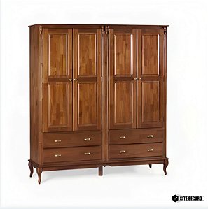 Roupeiro Hanover 4 Porta S/ Maleiro 60826 Linz 100% Madeira Maciça
