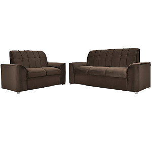 Conjunto 2 e 3 Lugares Onix Amilcar Suede Marrom