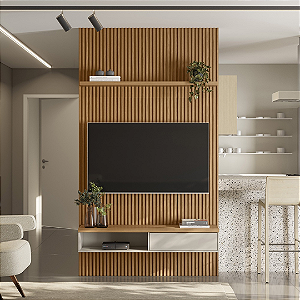 Painel Ripado Modular 1.4 + Nicho 1.4 + Prateleira 1.4 Linea