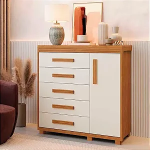 Cômoda Londres 100% MDF Nature/Off-White Barreto Lonçarcci