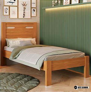Cama Solteiro Roma 100% MDF Nature/Off-White Barreto Lonçarcci