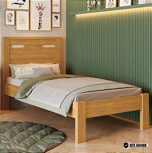 Cama Solteiro Roma 100% MDF Cinamomo/Off-White Barreto Lonçarcci