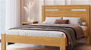 Cama Casal Roma 100% MDF Cinamomo/Off-White Barreto Lonçarcci