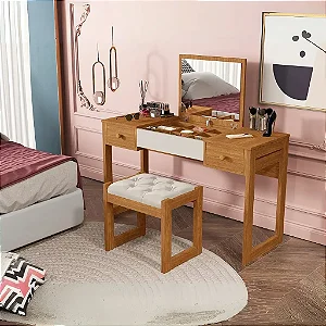 0024.05 BARRETO PENTEADEIRA LUANDA COM BANQUETA NATURE/OFF WHITE