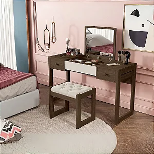 0024.03 BARRETO PENTEADEIRA LUANDA COM BANQUETA LEGNO/OFF WHITE