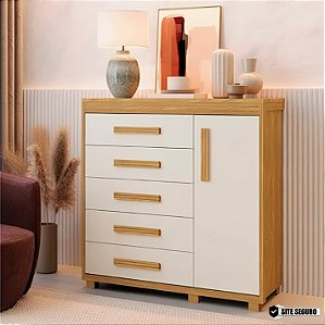 0027.07 BARRETO COMODA LONDRES 5G 1P CINAMOMO/OFF WHITE