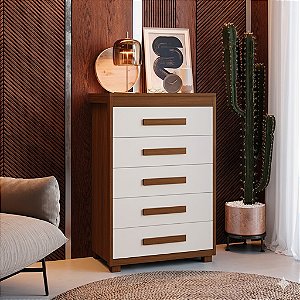 0028.03 BARRETO COMODA PARIS 5G LEGNO/OFF WHITE