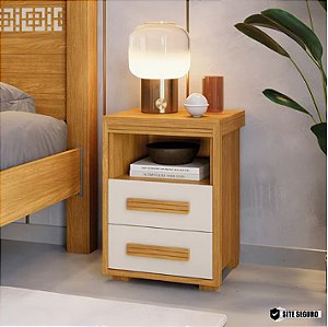 0018.07 BARRETO CRIADO TOQUIO 2 GAVETAS CINAMOMO/OFF WHITE