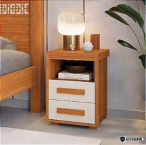 0018.05 BARRETO CRIADO TOQUIO 2 GAVETAS NATURE/OFF WHITE