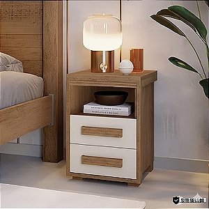 0018.03 BARRETO CRIADO TOQUIO 2 GAVETAS LEGNO/OFF WHITE