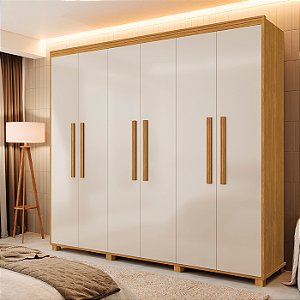 0008.07 BARRETO ROUPEIRO MADRI 6 PORTAS CINAMOMO/OFF WHITE