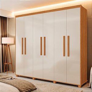 0008.05 BARRETO ROUPEIRO MADRI 6 PORTAS NATURE/OFF WHITE