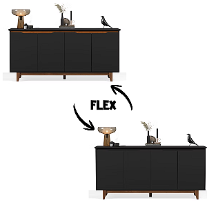 51420 EJ BUFFET 4 PORTAS FLOW PRETO