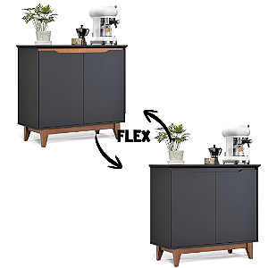 54520 EJ BUFFET 2 PORTAS SEM GAVETA FLOW PRETO