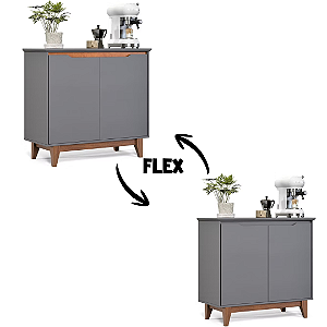 54517 EJ BUFFET 2 PORTAS SEM GAVETA FLOW CINZA