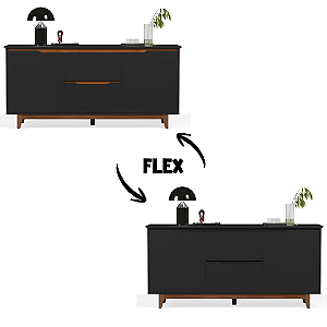 51320 EJ BUFFET 2 PORTAS FLOW PRETO