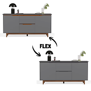 51317 EJ BUFFET 2 PORTAS FLOW CINZA