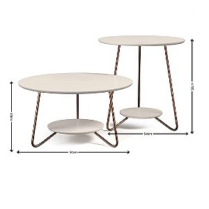 21715 EJ JOGO MESA CENTRO/APOIO LIZ OFF WHITE 665X665X70