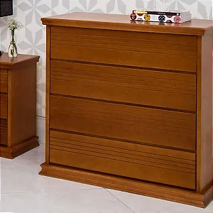 Cômoda com 4 Gavetas em Madeira maciça da linha Dubai - Ref: 68 Realce