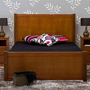 Cama de Casal em Madeira maciça da linha Londres - Realce Ref: 4802