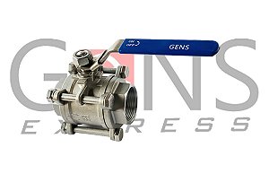 Válvula Esfera Tripartida 304 PTFE Plena 2 Vias BSP Manual