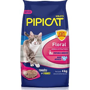 Pipicat Floral 4 KG - Granulado Sanitário Para Gatos - Grãos Extra Finos - Fragrância Suave