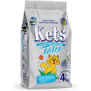 Areia Sanitária Natural para Gatos e Mascotes Kets Talco 4KG - Higiênica, Perfumada, Elimina Odores