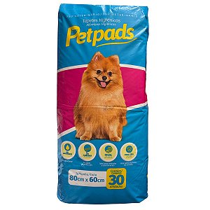 Tapete Higiênico 80cm x 60cm Pet Pads - 30 Unidades - Cachorros todos os portes - Fitas Adesivas Fixação