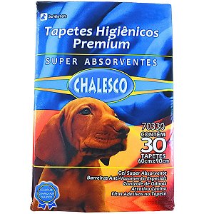Tapete Higiênico Premium Chalesco 60cm x 90 cm - Super Absorvente - 30 Unidades