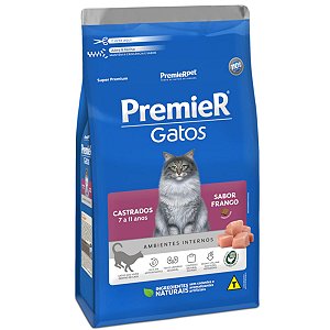 Ração Premier Super Premium Gatos Castrados 7 A 11 Anos 1,5Kg - Ambientes Internos - Sabor Frango