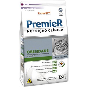 Ração Premier Nutrição Clínica Obesidade 1,5KG - Gatos Adultos com Excesso de Peso